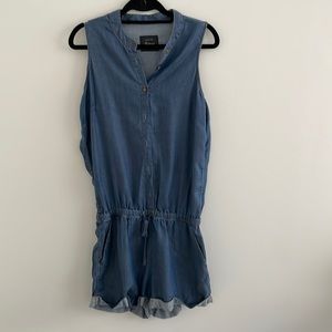 JACHS | Denim drawstring sleeveless romper